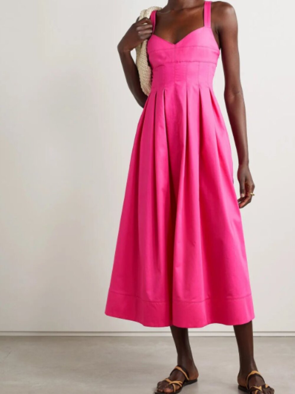 LA LIGNE pleated cotton-poplin midi dress